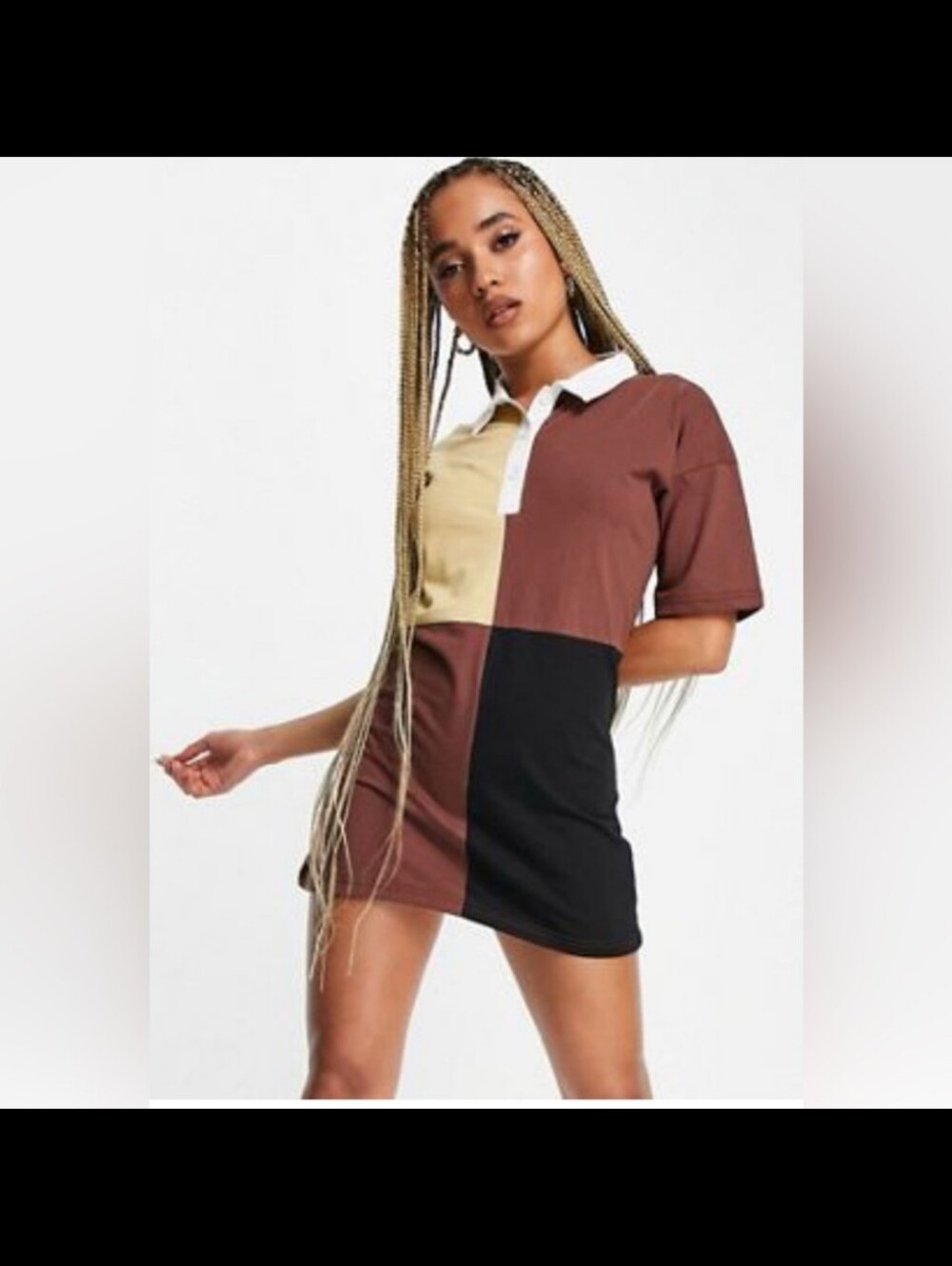Night Addict NWT Panelled Rugby oversized Shirtdress sz MEDIUM black camel brown